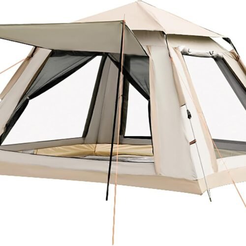 Instant Pop Up Camping Tent for 4-6 Person, 2 Mesh Windows & 2 Doors, Easy Set Up with Vestibule & Rainfly