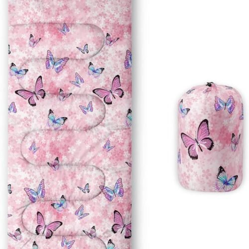 Kids Sleeping Bag for Boys Girls, Print-Lightweight Warm Portable Outdoor Indoor-Waterproof Cold Weather Resistant Sleeping Bag for Camping Hiking