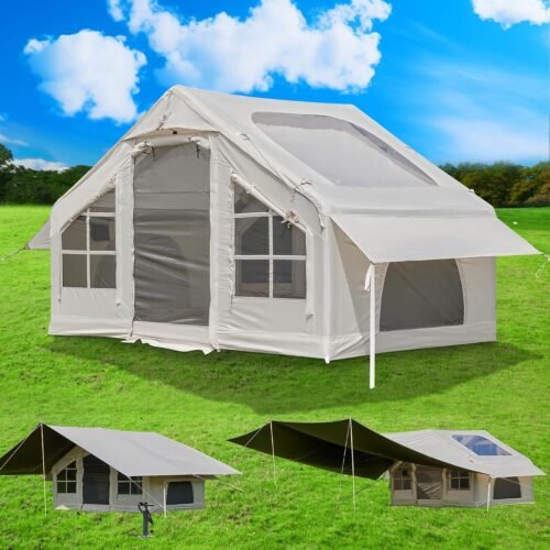 Inflatable Tent with Pump,4-6 Person Instant Glamping Camping Tents House, Easy Setup Blow Up Family Tents for 4 Seasons Waterproof Inflatable Tent for Camping with Mesh Windows.